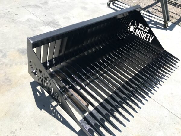 A black metal bench with a bunch of metal bars on it