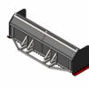 3D model of an industrial snow plow attachment.