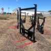 Outdoor workout station with resistance bands on dry grass.