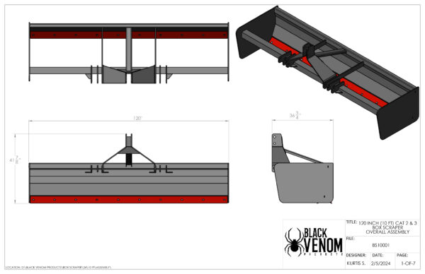 Technical drawing of a Venom-branded mechanical component with detailed views.