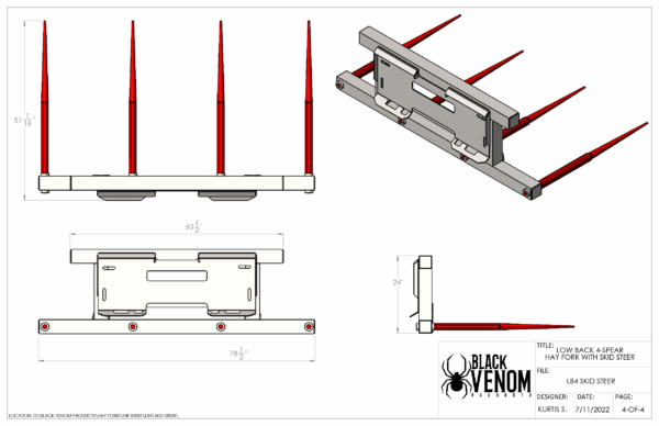 Technical drawings of a mechanical device with multiple views and dimensions.